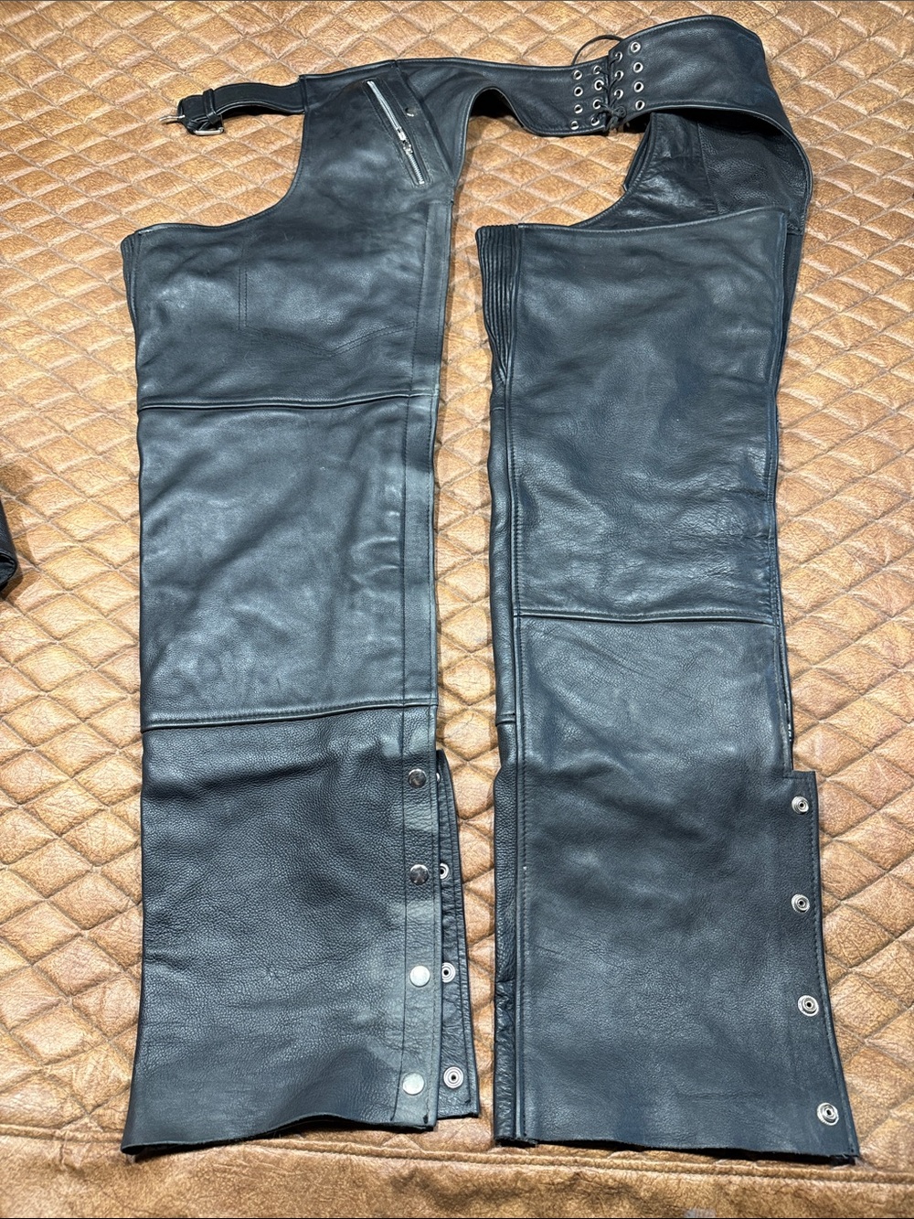 Men's Black Leather Chaps - Classic Riding Style